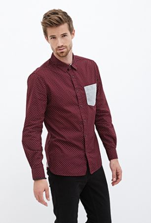 Collared Dot Print Shirt